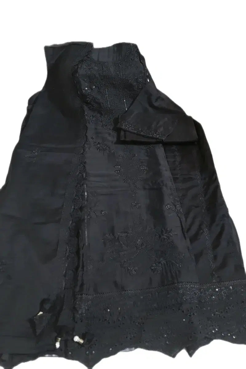 Pure Silk Chiffon Three-piece set in Black - Image 2