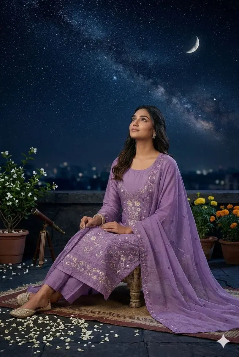 Indian Georgette Zarkan Embroidered Stone Work Three-piece - Image 1